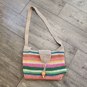 Rainbow Multicolored Crocheted Bead Hobo Purse